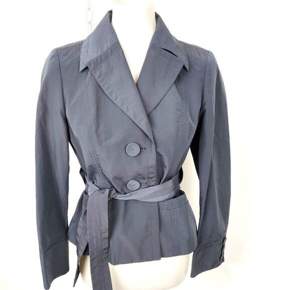 Talbots Collection Gray Belted Jacket Coat Buttons Collar Pockets Womens sz 4 - Picture 1 of 7